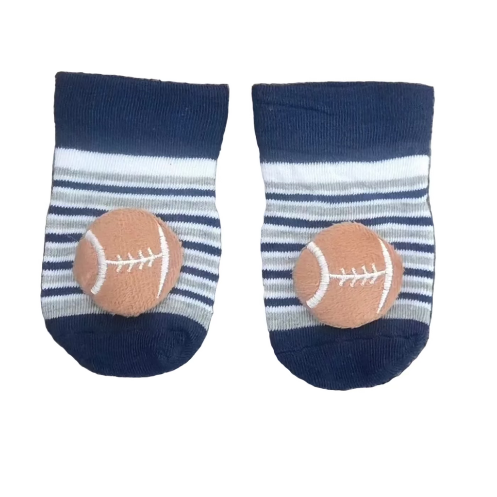 Striped Football Baby Socks with Grip