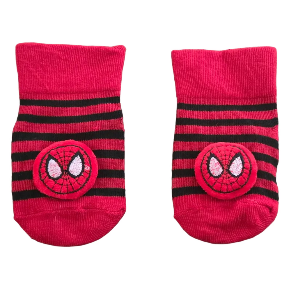 Superhero Red Baby Socks with Grip