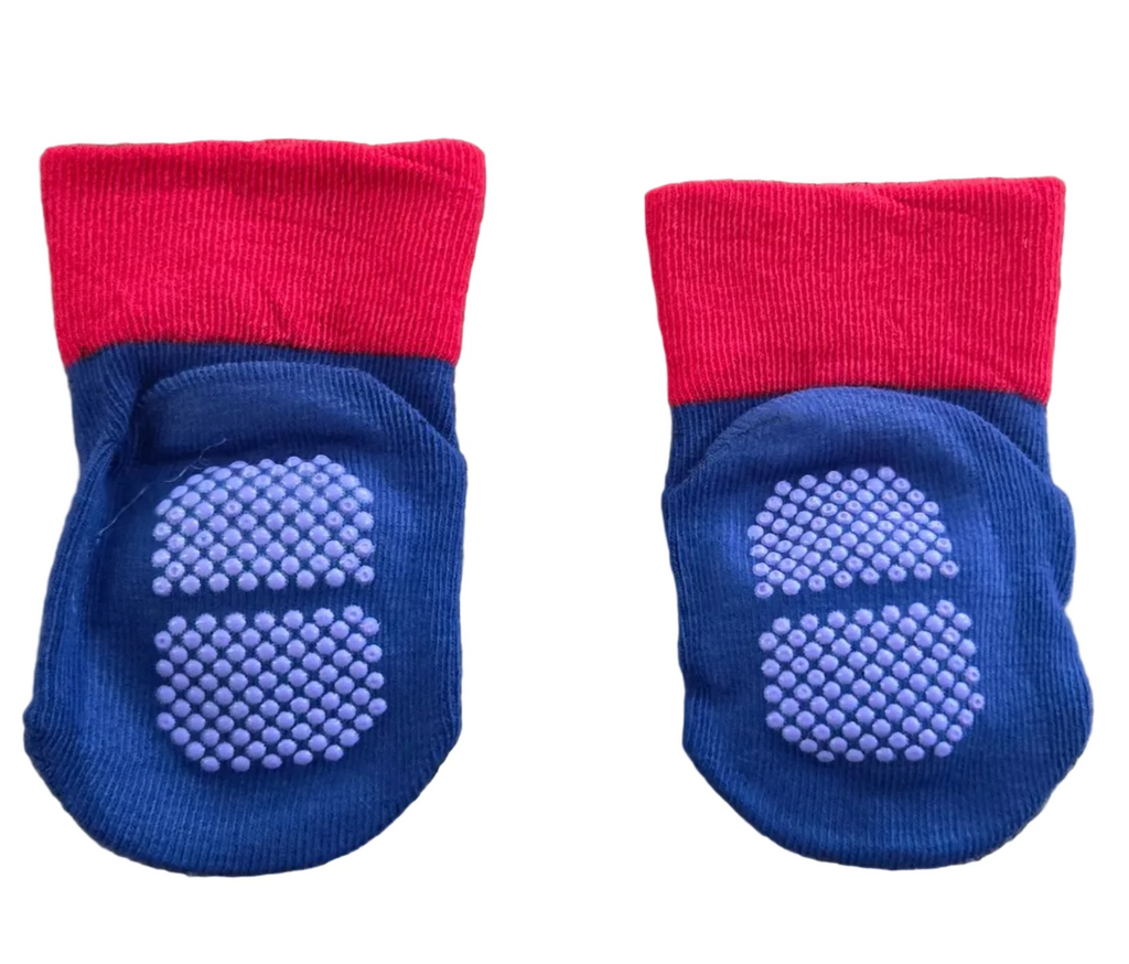 Superhero Red & Blue Baby Socks with Grip