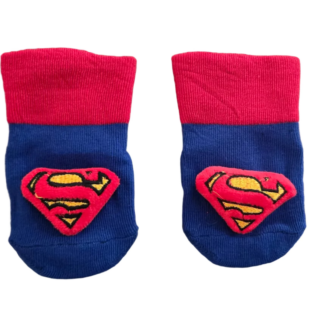 Superhero Red & Blue Baby Socks with Grip