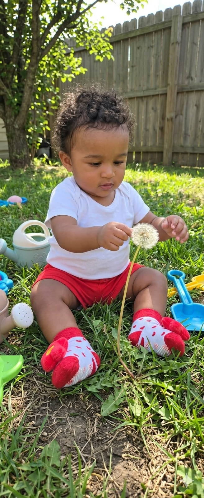 Red Flower Baby Socks with Grip