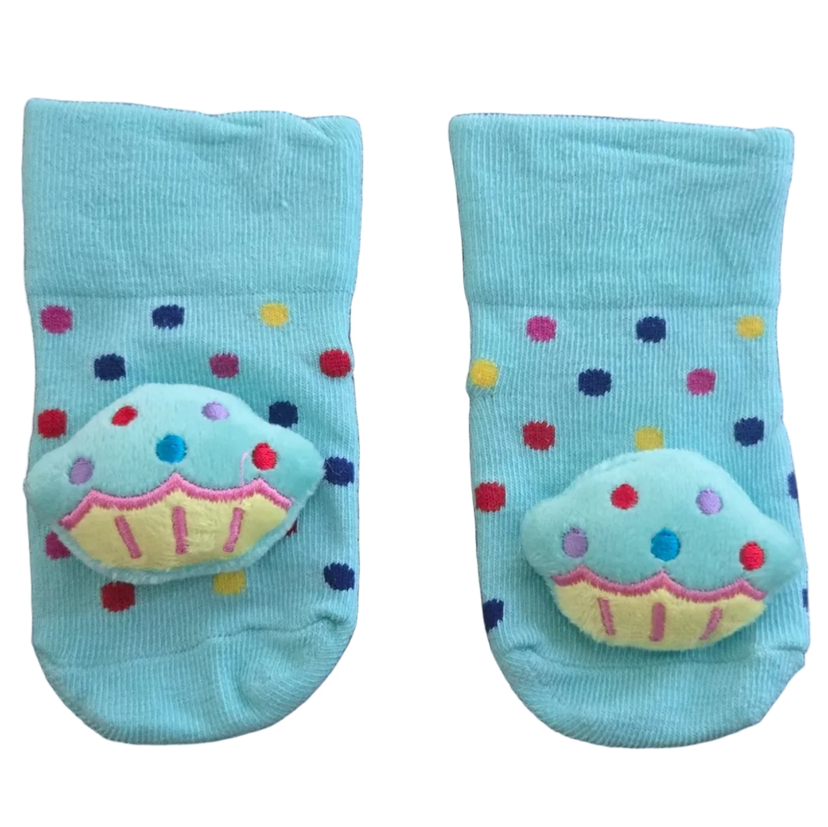 Blue Cupcake Baby Socks with Grip