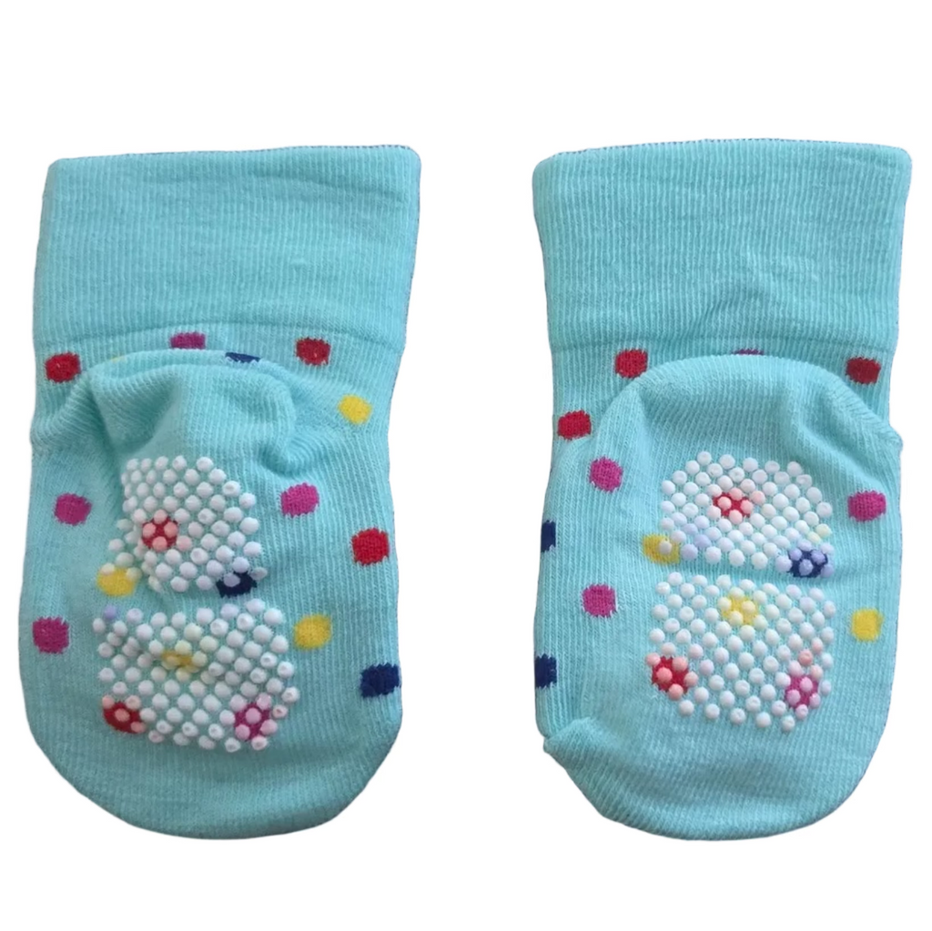 Blue Cupcake Baby Socks with Grip